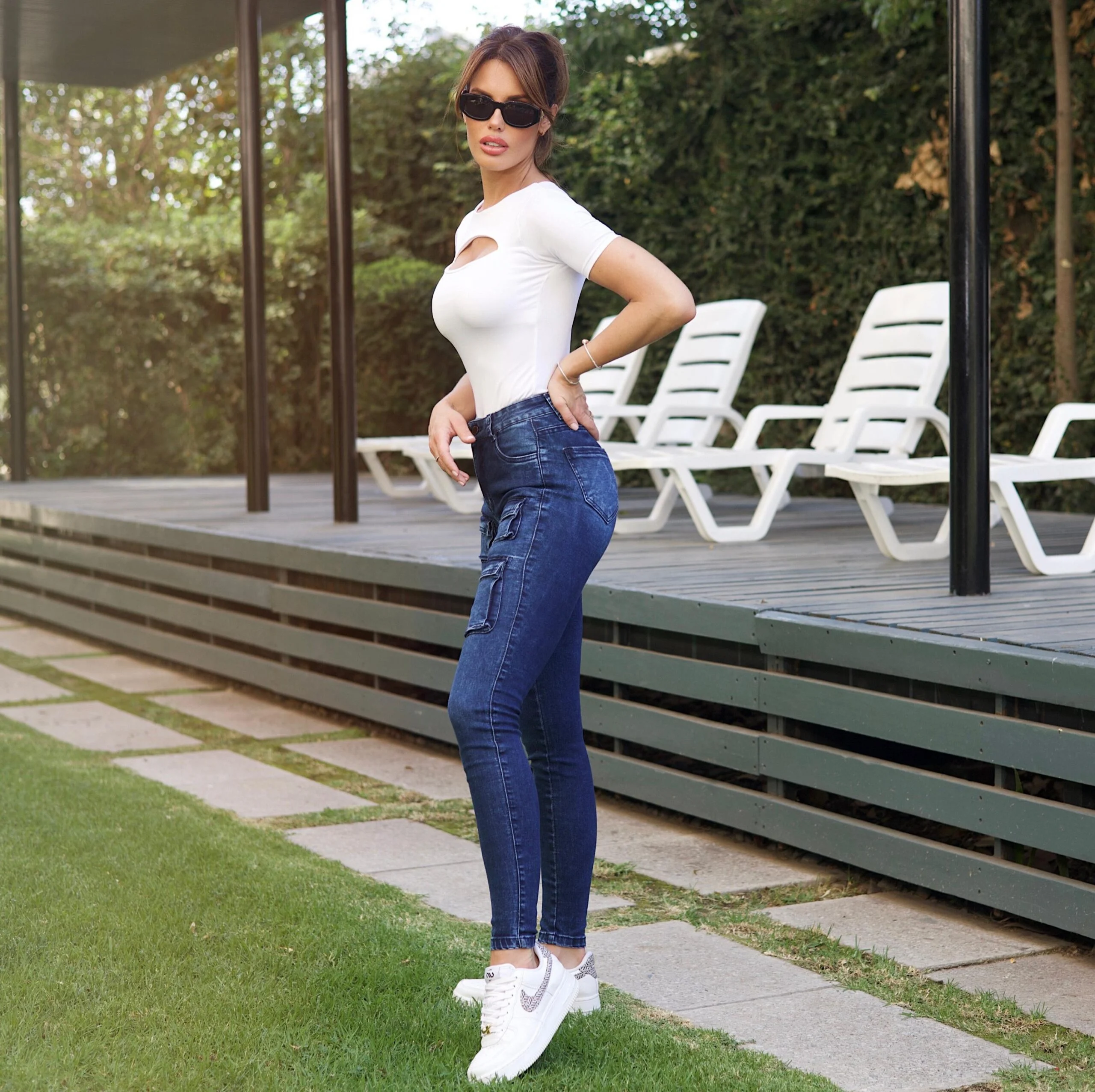 Jeans Cargo Skinny Mujer Blue Nevado - Vista 3