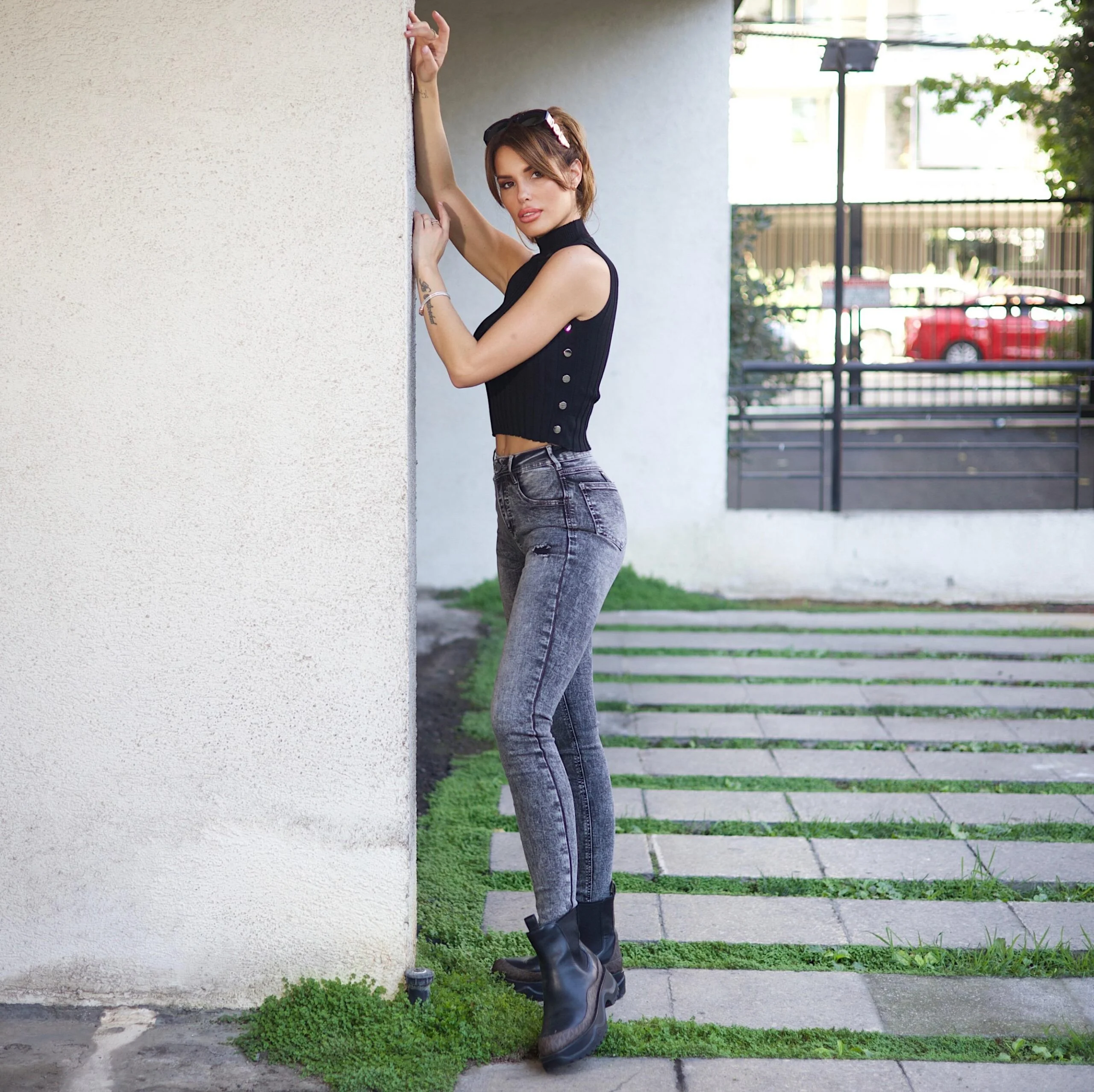 Jeans 1/B Mujer Black Nevado Destroyed - Vista 3