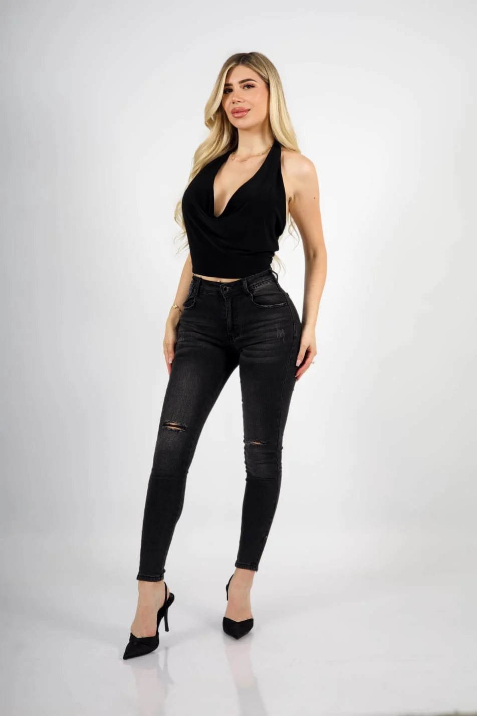 Jeans 1/B Mujer Dark Zipper Desgastado - Vista 9