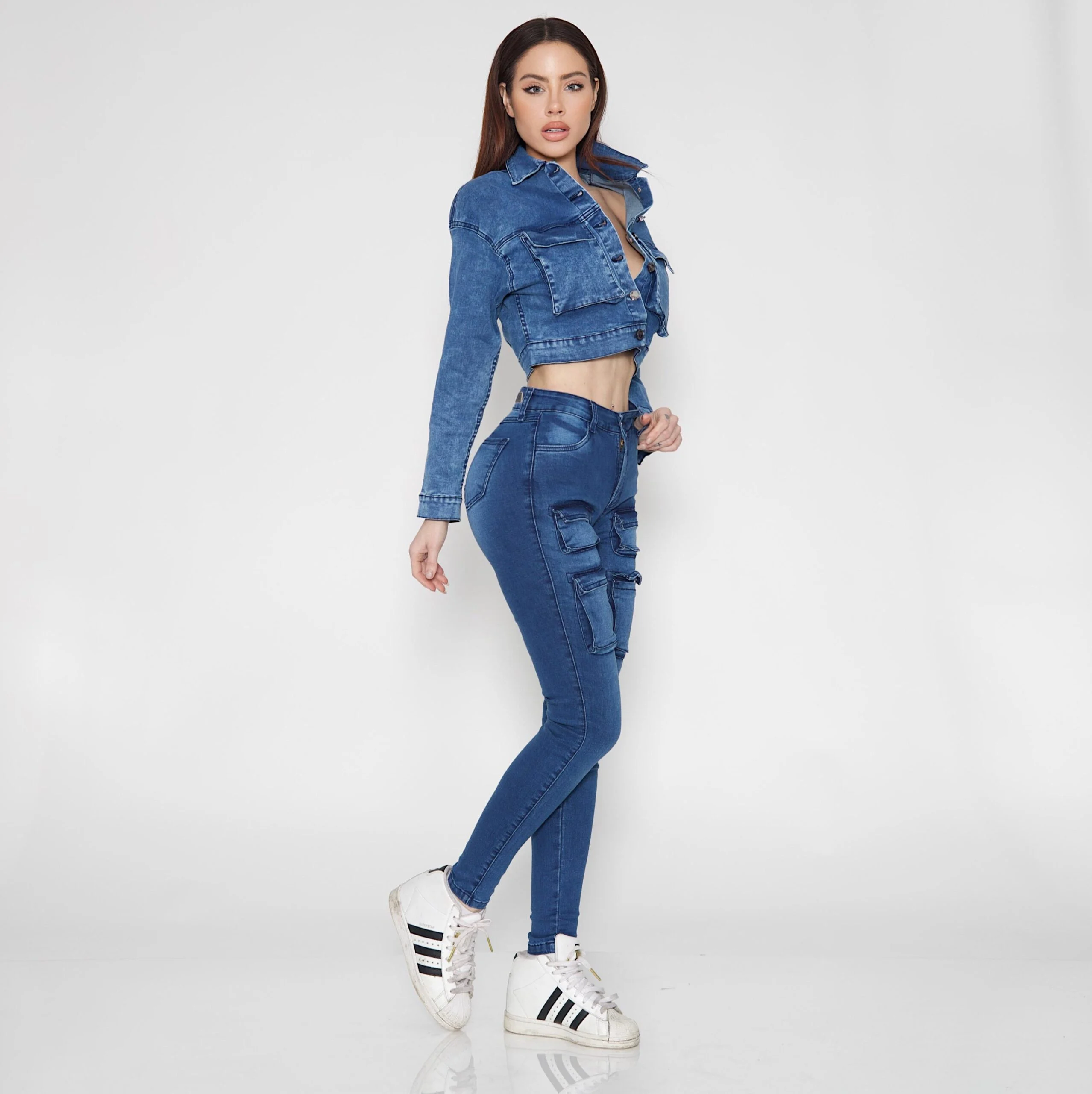 Jeans Cargo Skinny Mujer Blue Intermedio - Vista 2