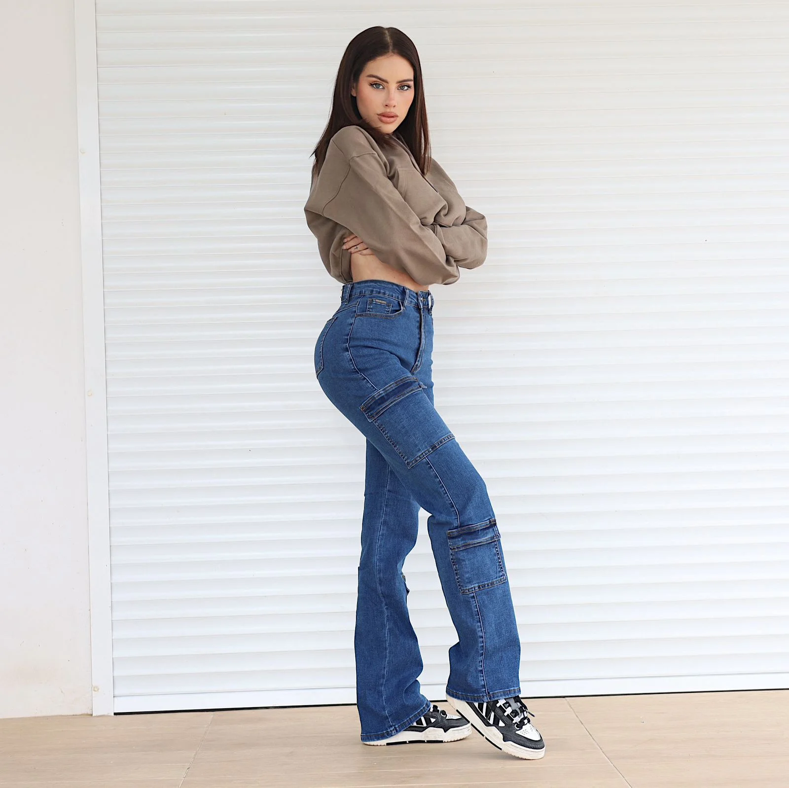 Jeans Cargo Paris Mujer Blue Intermedio - Vista 2