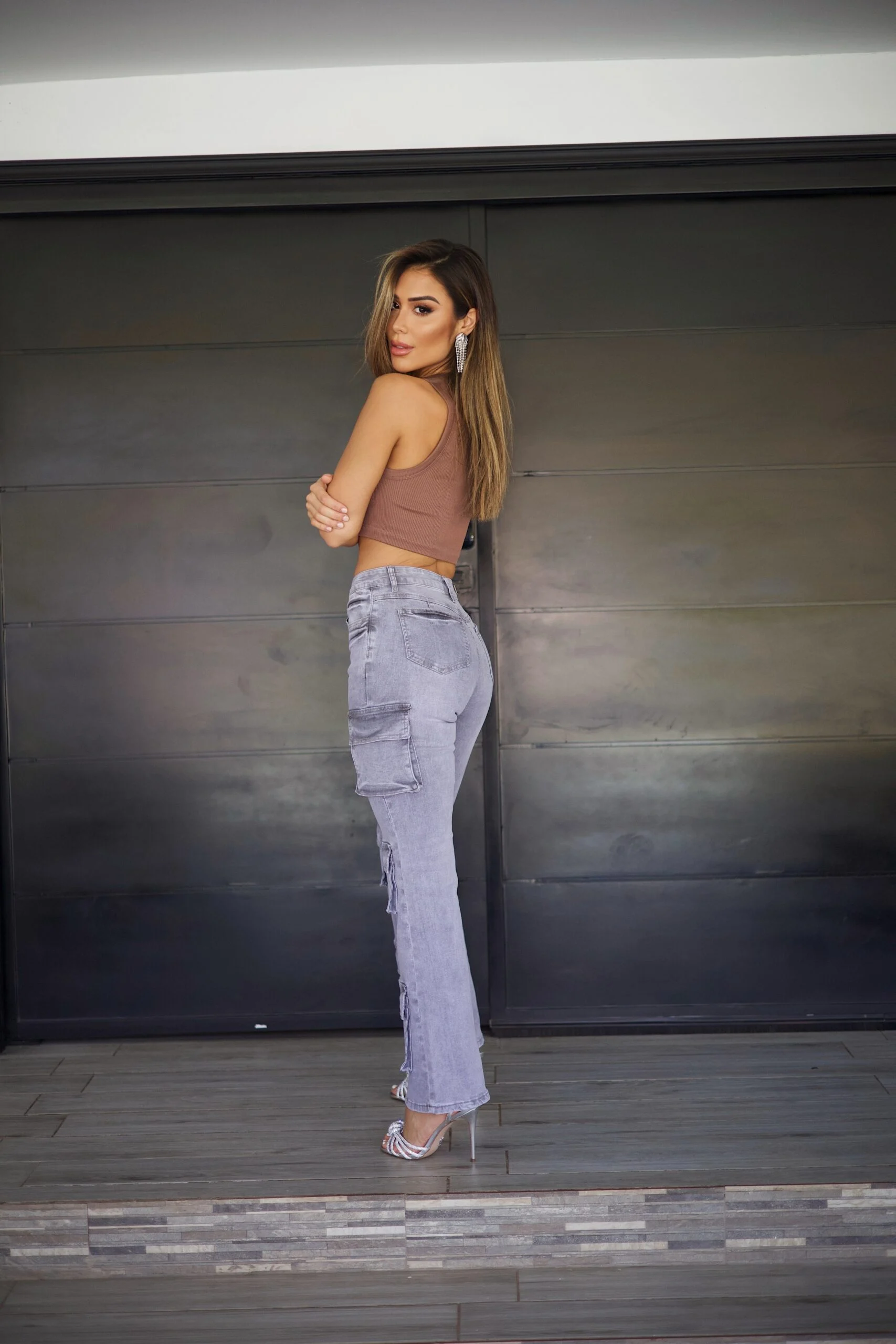 Jeans Cargo Santorini Mujer Gris - Vista 2