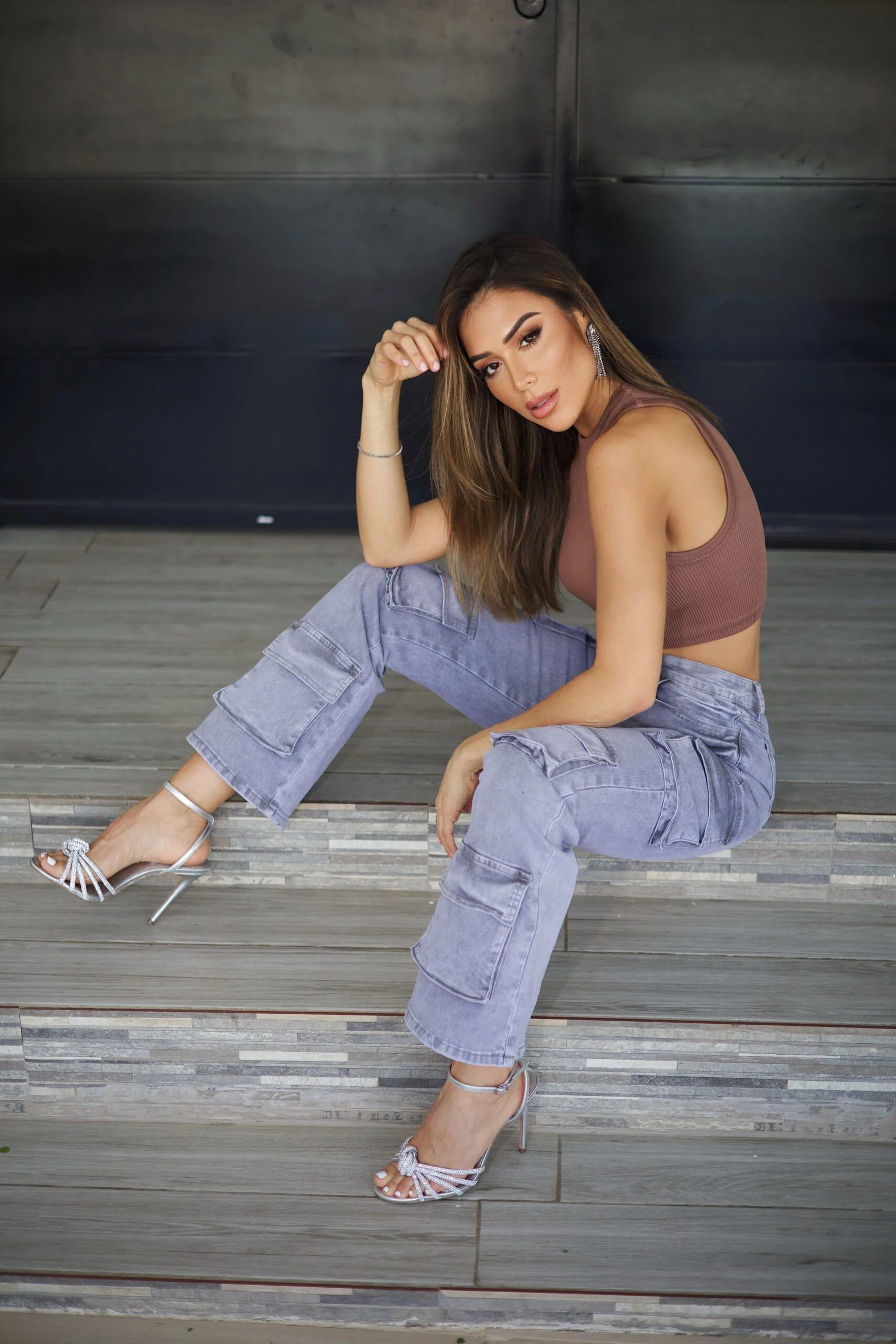 Jeans Cargo Santorini Mujer Gris - Vista 4