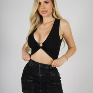 Falda Cargo Black Desgastada