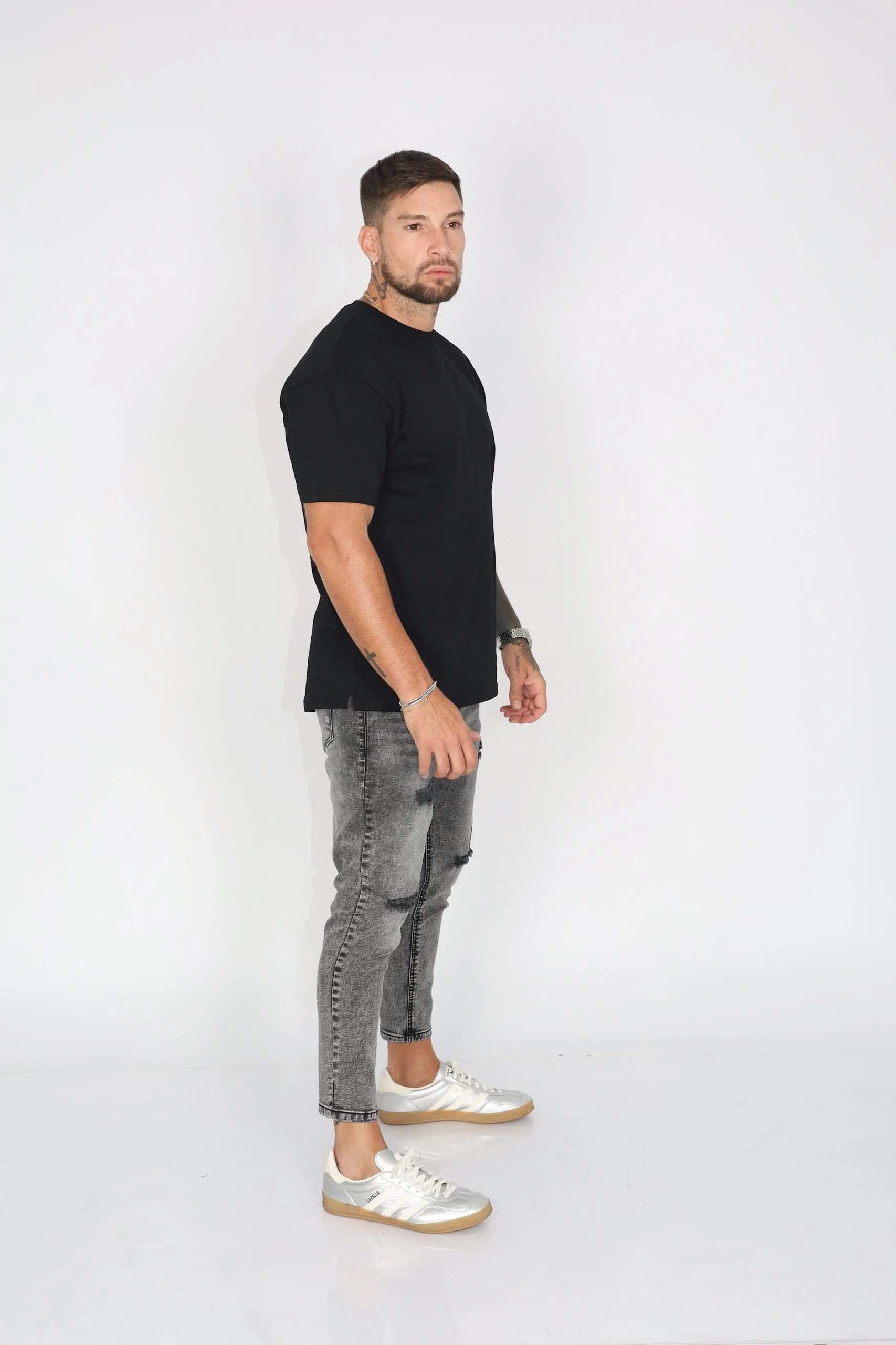 Jeans Hombre Gris Gravillado Destroyed - Vista 2