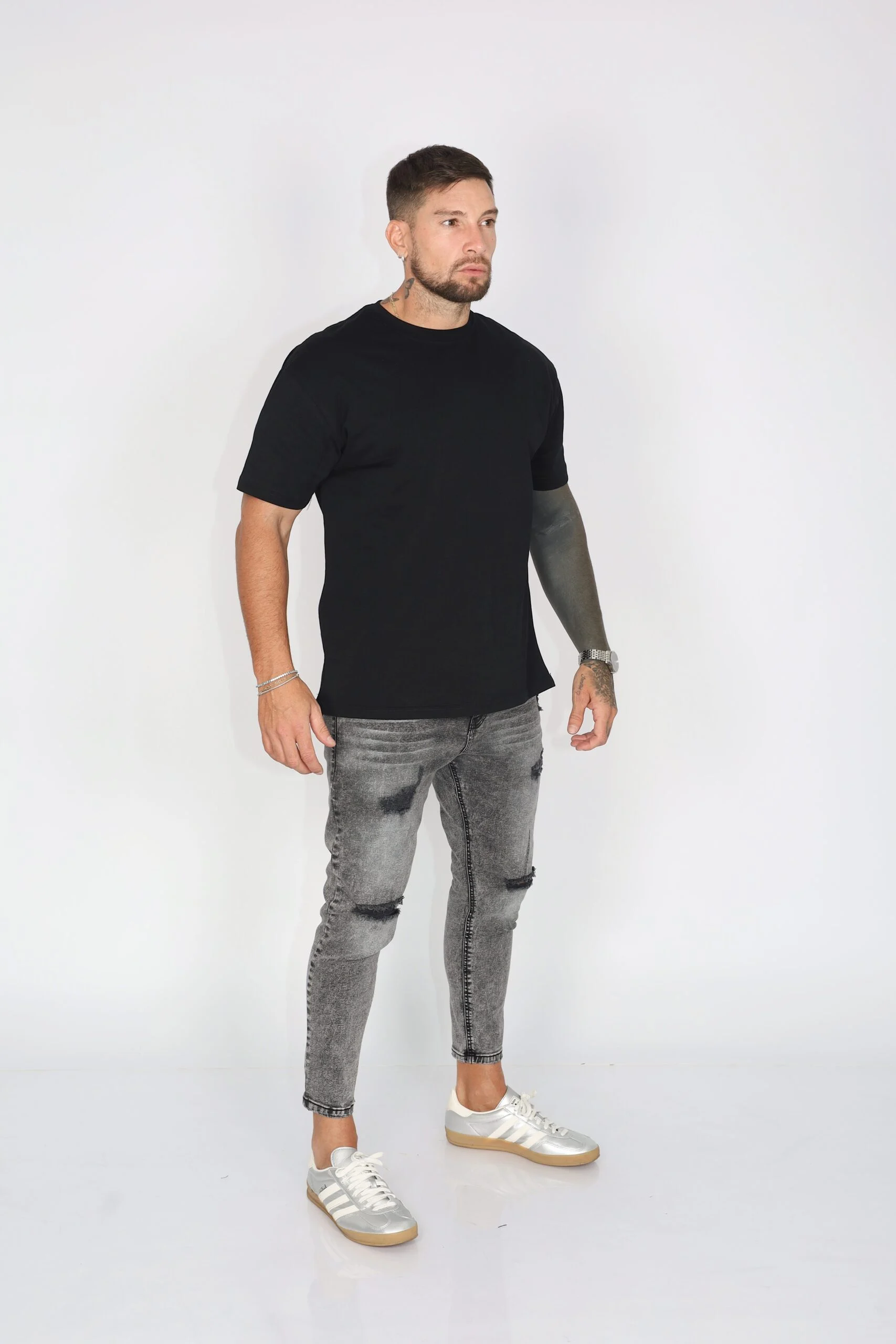 Jeans Hombre Gris Gravillado Destroyed - Vista 3