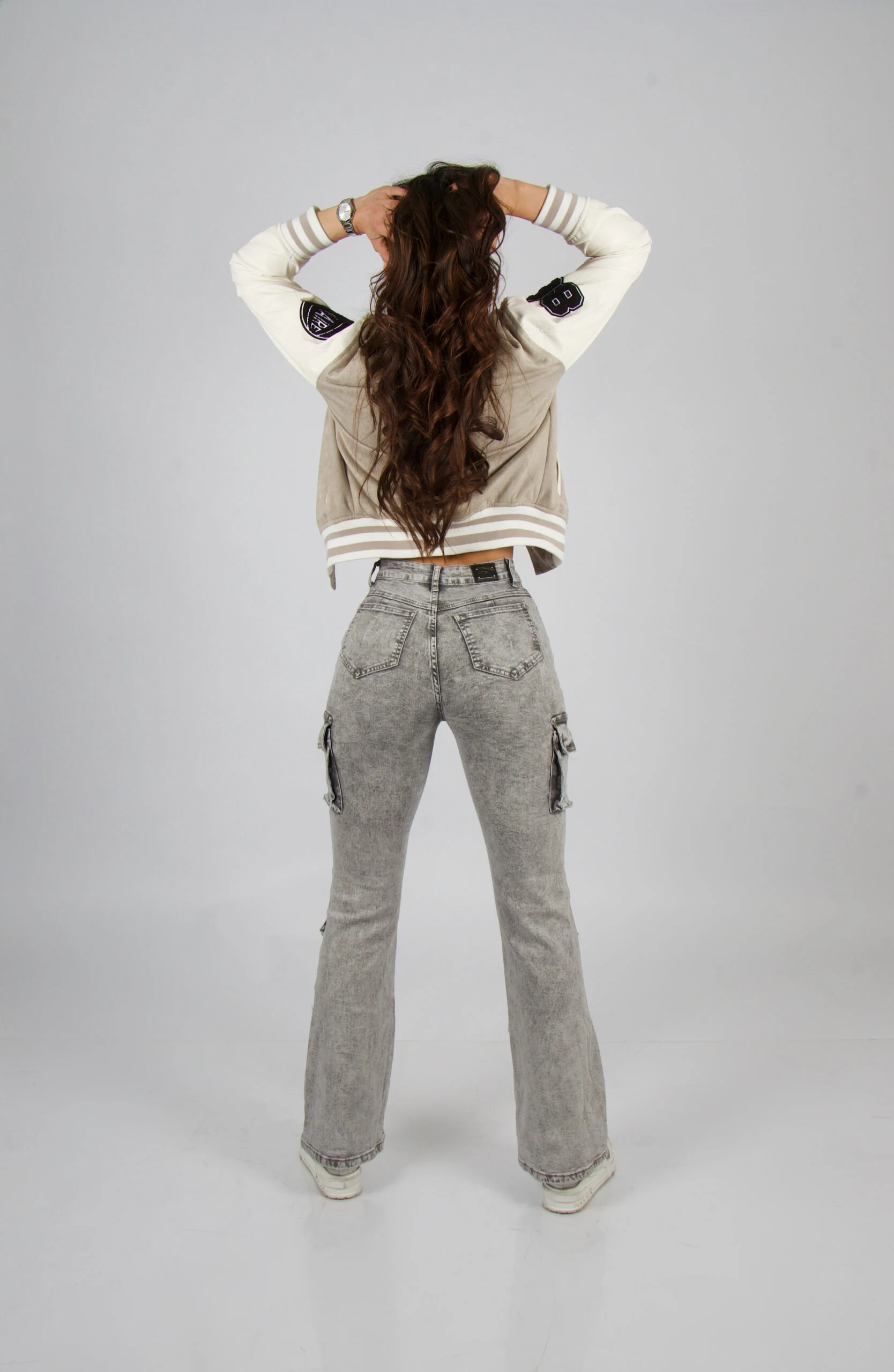 Jeans Cargo Multipocket Santorini Mujer Gris - Vista 4