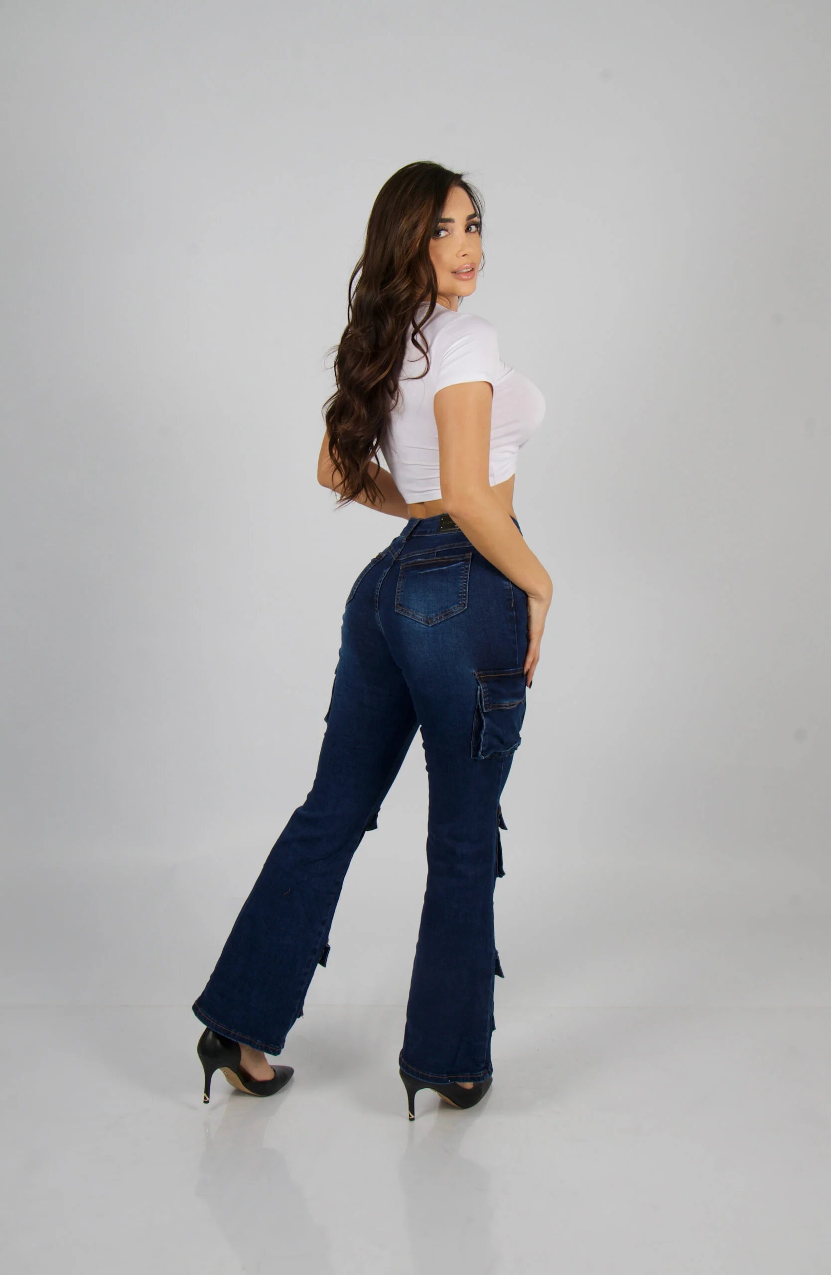 Jeans Cargo Multipocket Santorini Mujer Blue - Vista 2