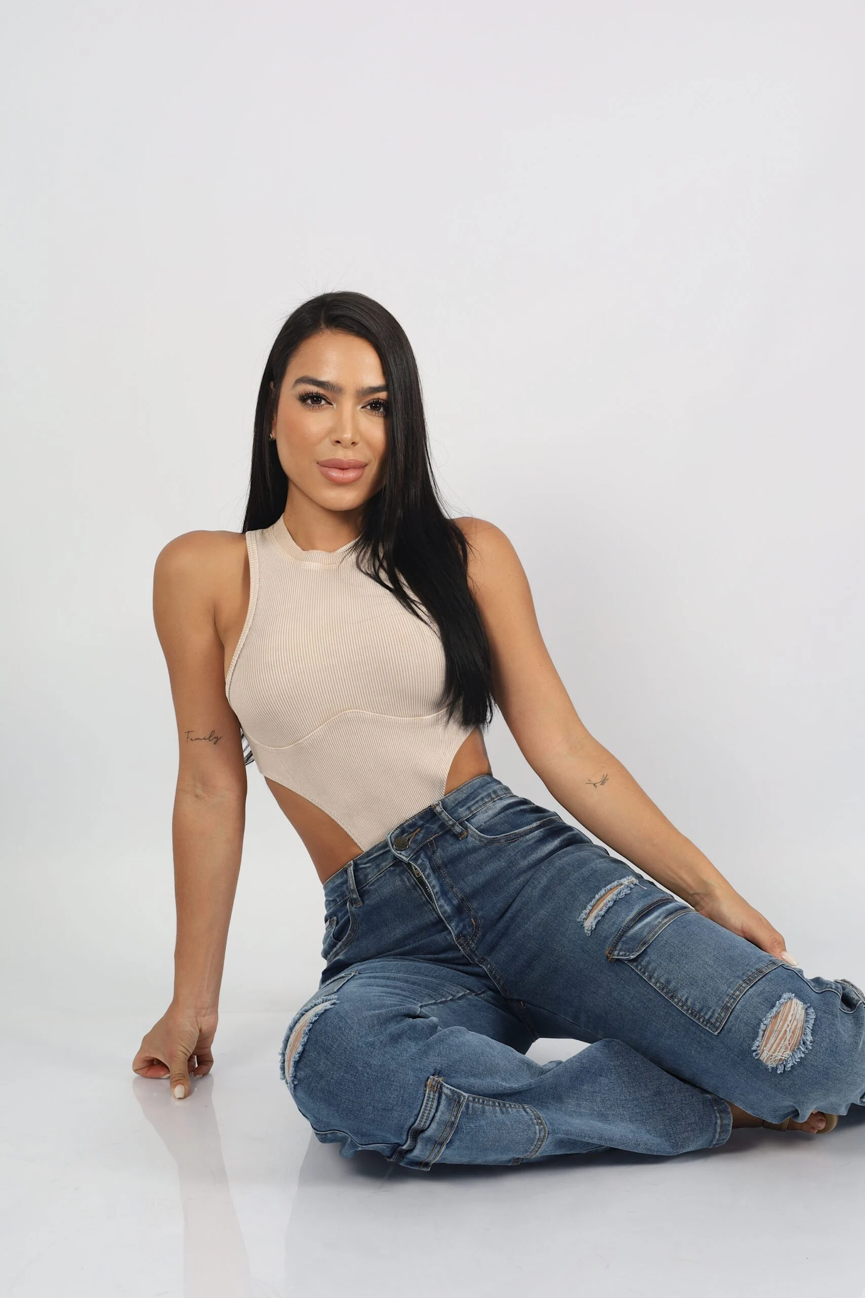 Jeans W Cargo Paris Blue Destroyed - Vista 5