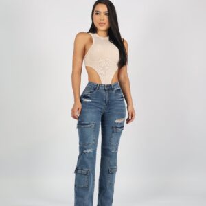 Jeans W Cargo Paris Blue Destroyed