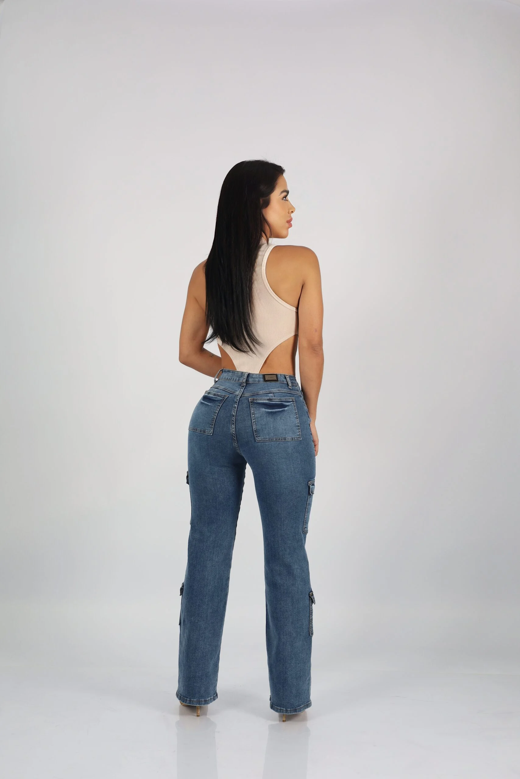Jeans W Cargo Paris Blue Destroyed - Vista 3