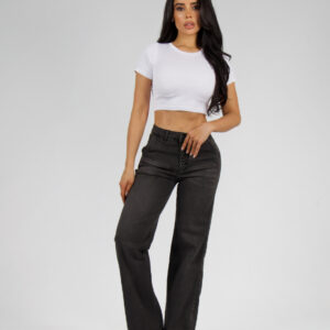 Jeans Wide Leg Black Desgastado