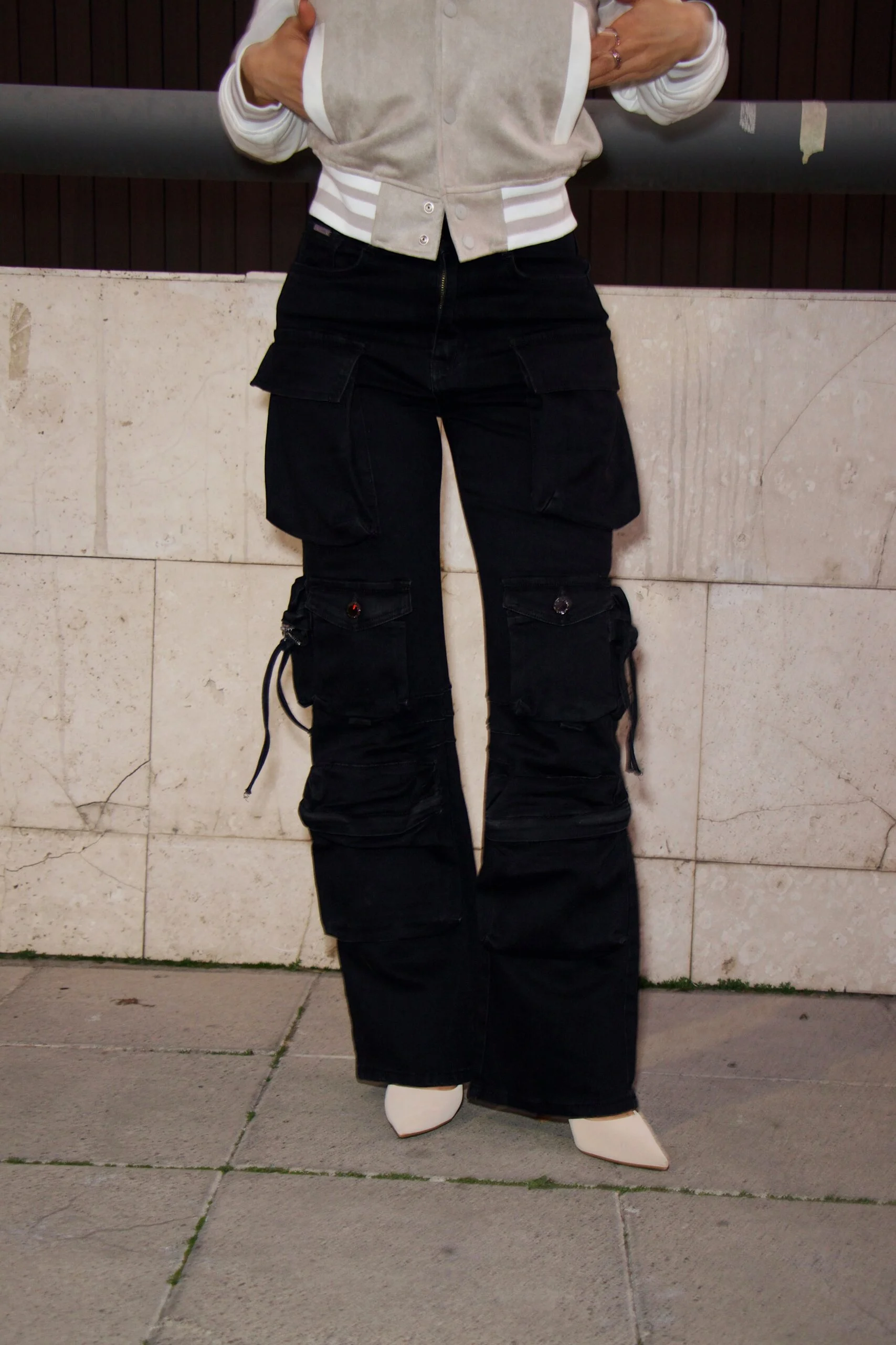 Jeans Cargo Multipocket Luxury Mujer Black - Vista 4