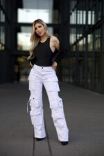 Jeans Cargo Multipocket Luxury White