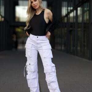 Jeans Cargo Multipocket Luxury White
