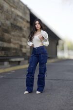 Jeans W Cargo Multipocket Luxury Blue - Imagen 3