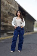 Jeans W Cargo Multipocket Luxury Blue