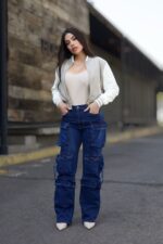 Jeans W Cargo Multipocket Luxury Blue - Imagen 4