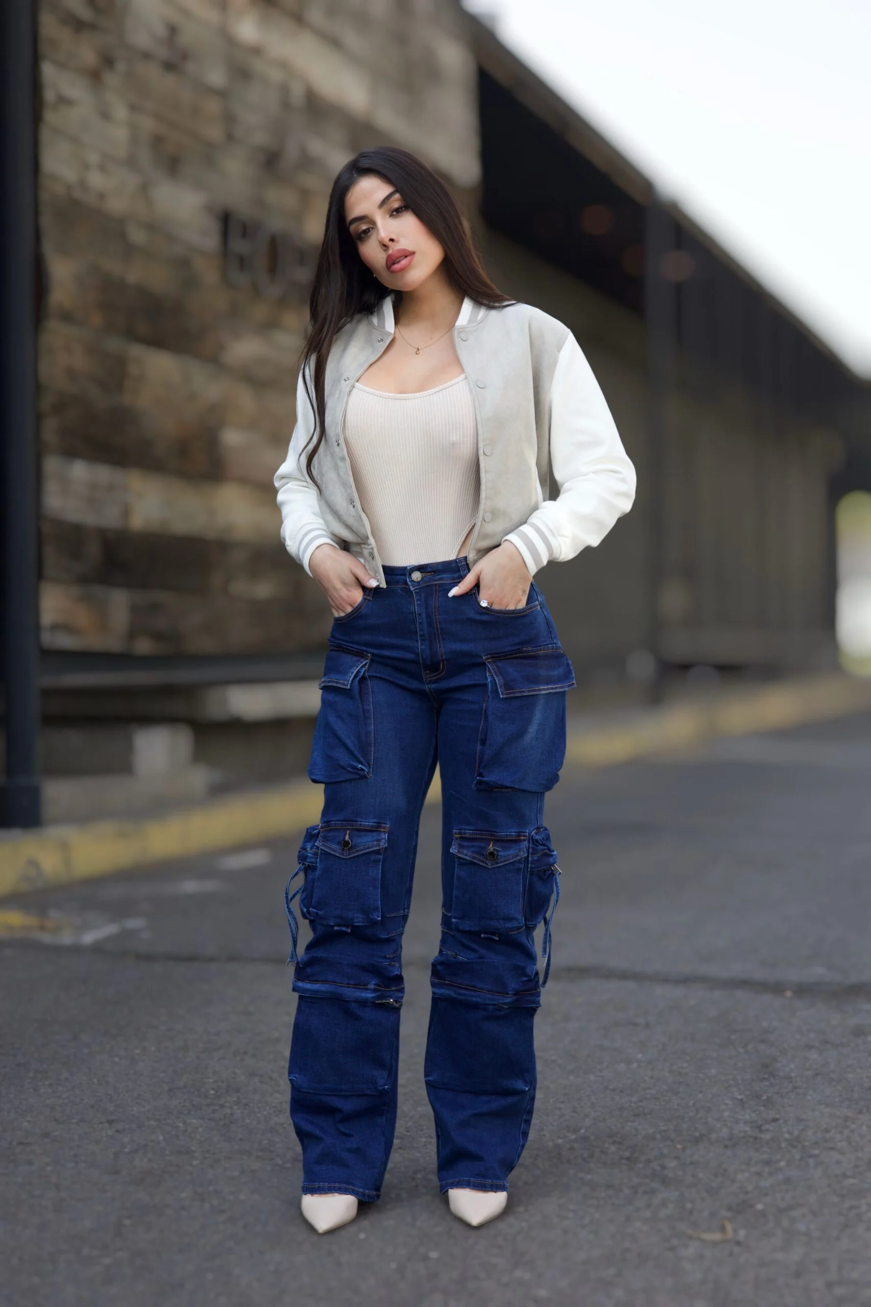 Jeans Cargo Multipocket Luxury Mujer Blue - Vista 4