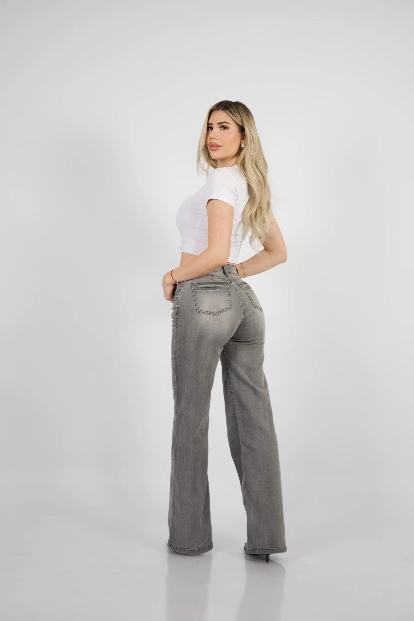 Jeans Wide Leg Mujer Grey - Vista 4