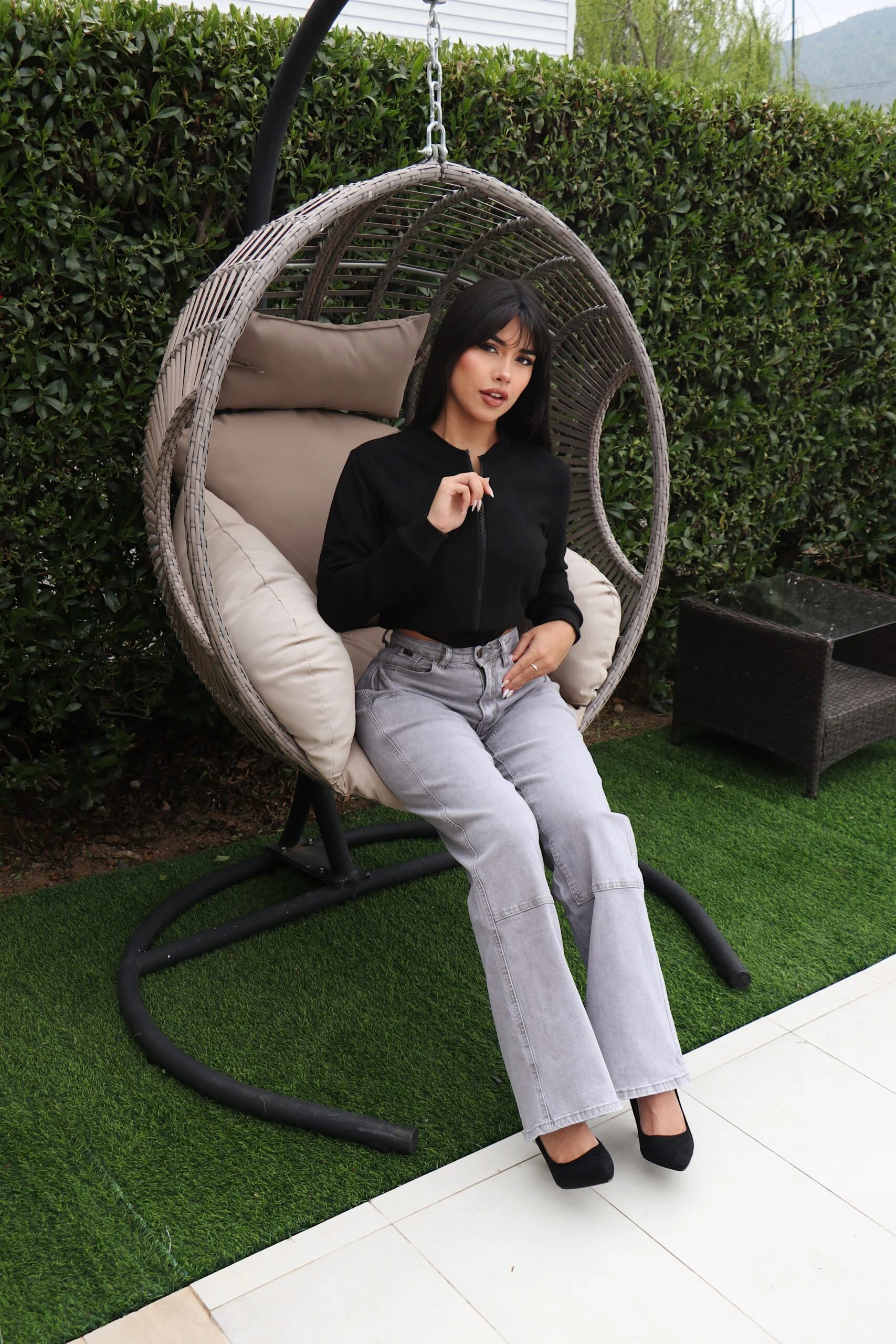 Jeans Wide Leg Luxury Mujer Gris - Vista 5