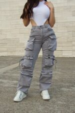 Jeans Cargo Multipocket Luxury Grigio - Imagen 6