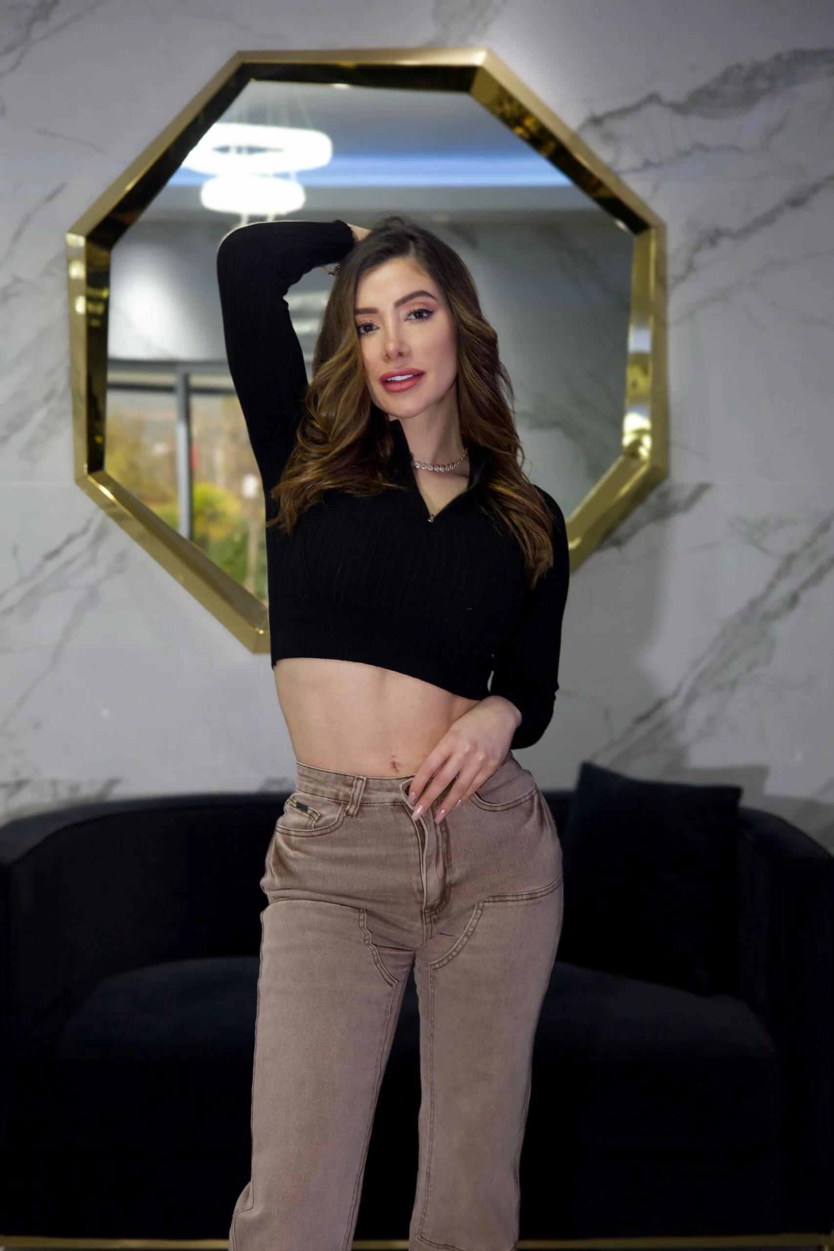 Jeans Wide Leg Luxury Mónaco Mujer Nude - Vista 5