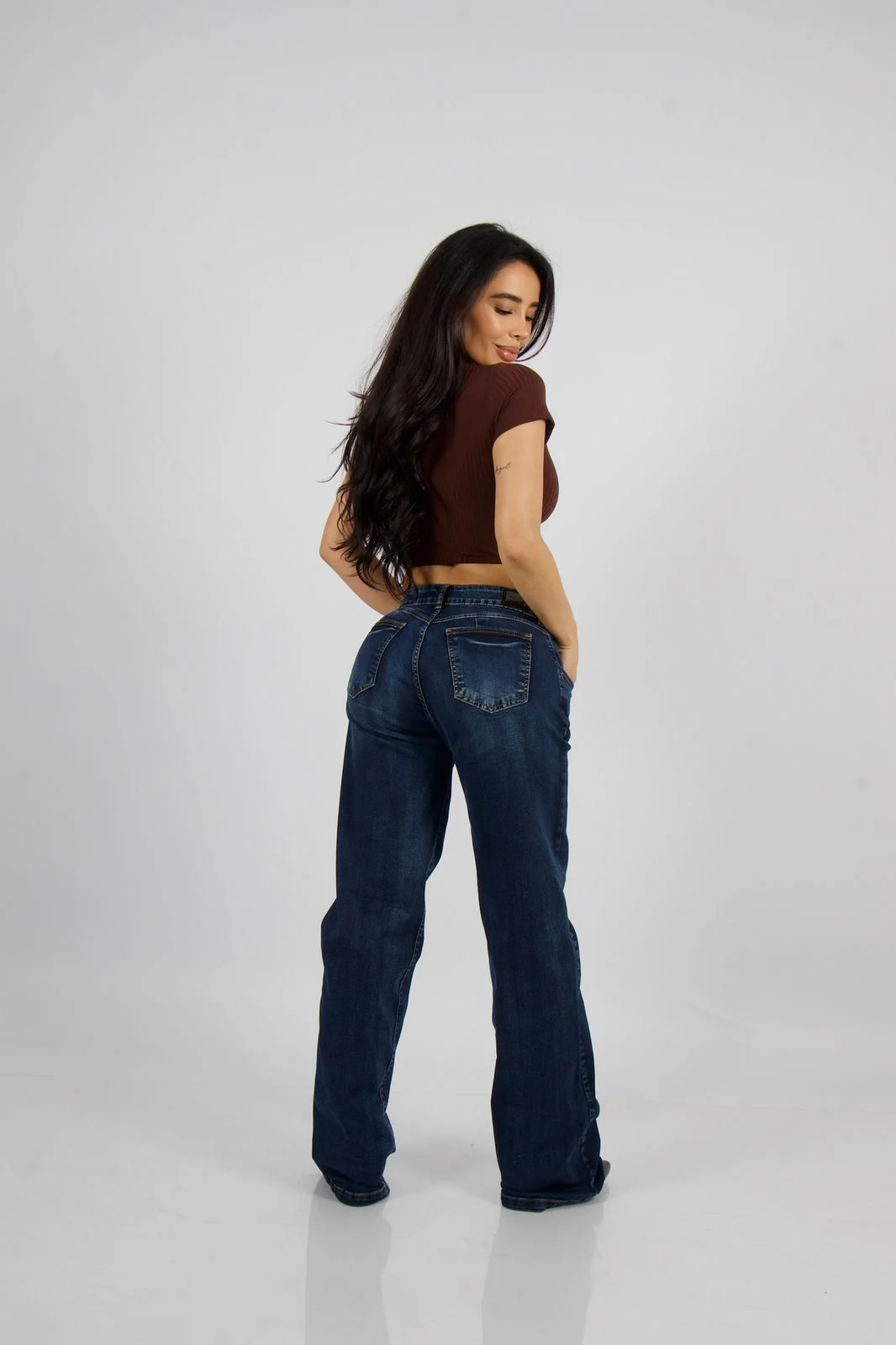 Jeans Wide Leg Mujer Black Blue - Vista 3