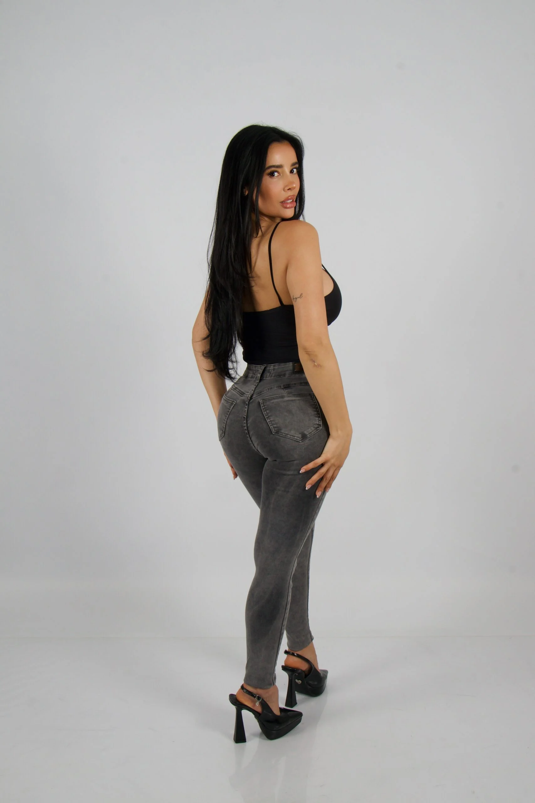 Jeans Two Button Mujer Grey - Vista 4