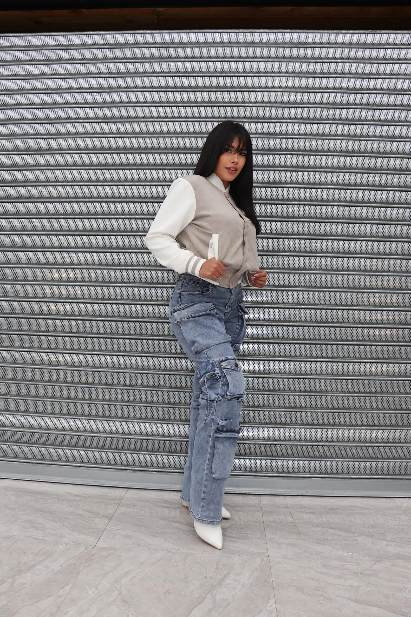 Jeans Cargo Multipocket Luxury Mujer Celeste Ice - Vista 6