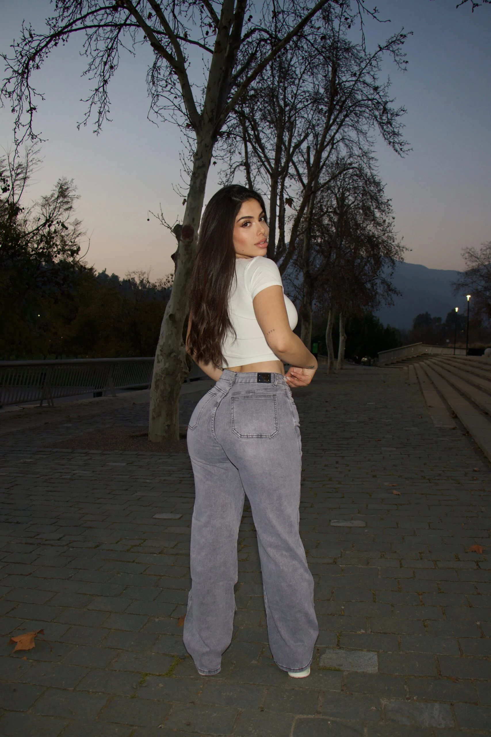 Jeans Wide Leg Verona Mujer Gris - Vista 4