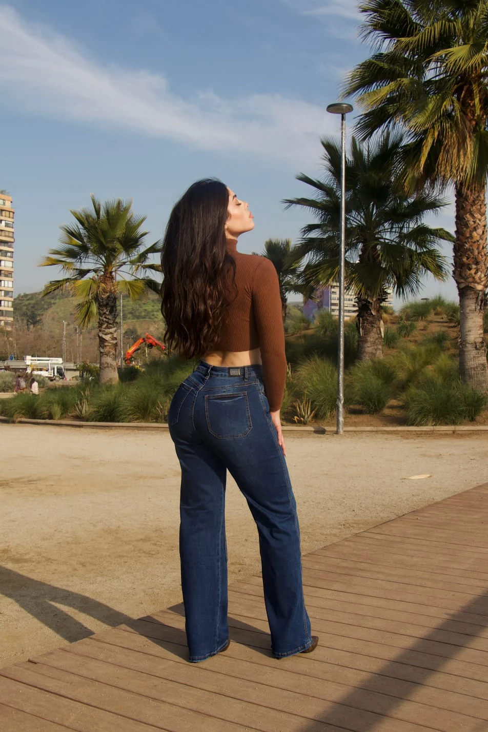 Jeans Wide Leg Luxury Mujer Blue - Vista 3