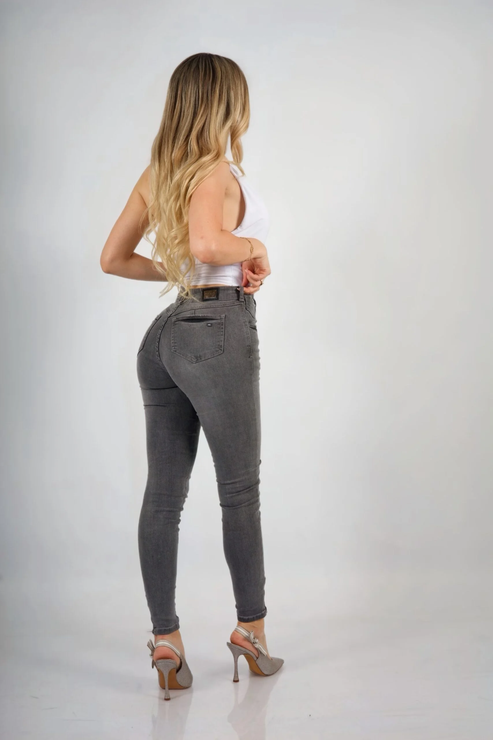 Jeans 1/B Zipper Mujer Gris - Vista 4