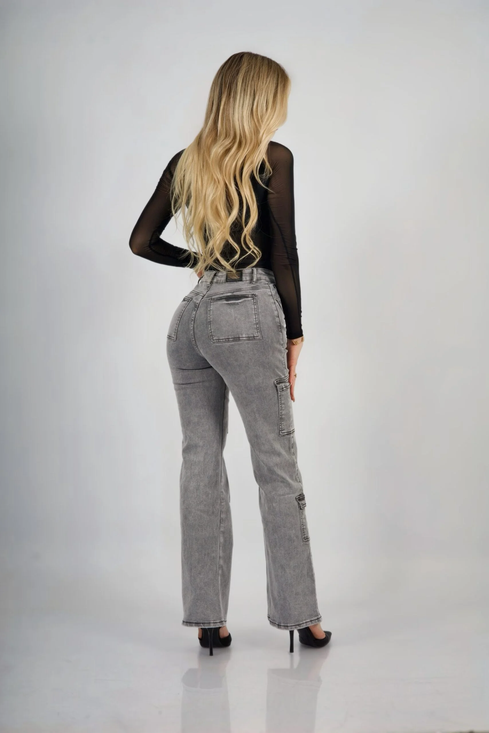 Jeans Cargo Paris Mujer Gris Nevado - Vista 5