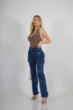 Jeans Woman Cargo Roma Blue Intermedio - Imagen 2