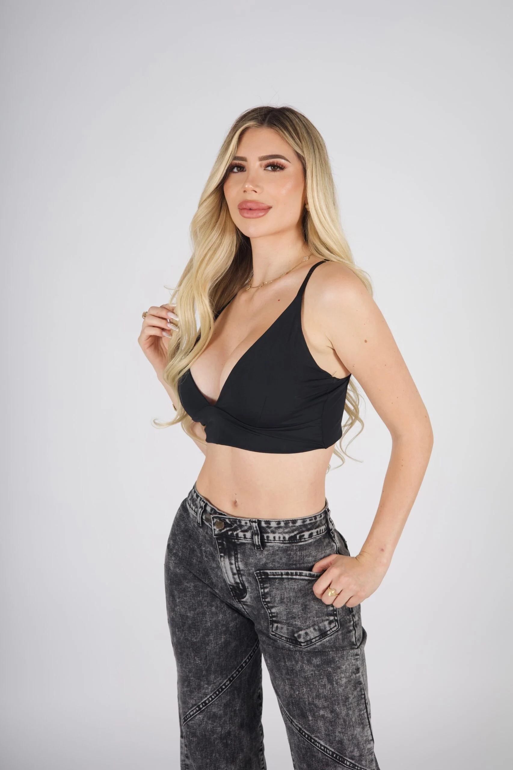 Jeans Wide Leg Crossed Mujer Gris Nevado - Vista 6
