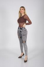 Jeans W Classic destroyed Grigio - Imagen 2