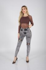 Jeans W Classic destroyed Grigio