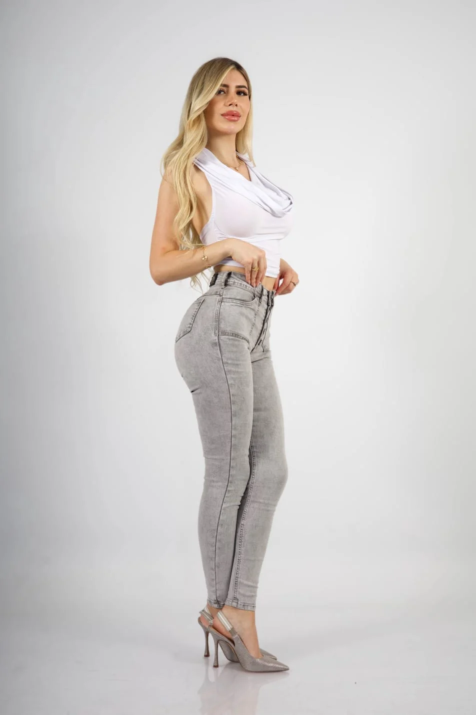 Jeans Monaco Mujer Gris Claro - Vista 2