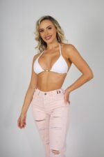 Wide Leg ajustable destroyed Rose - Imagen 3