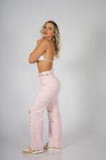 Wide Leg ajustable destroyed Rose - Imagen 4