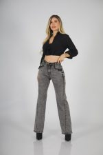 Jeans Wide Leg Gris destroyed ajustable
