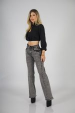 Jeans Wide Leg Gris destroyed ajustable - Imagen 2