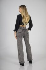 Jeans Wide Leg Gris destroyed ajustable - Imagen 5