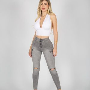 Jeans Lipo Shapper 5/b Grigio destroyed