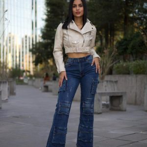 Jeans W Cargo Santorini Blue Oxidado
