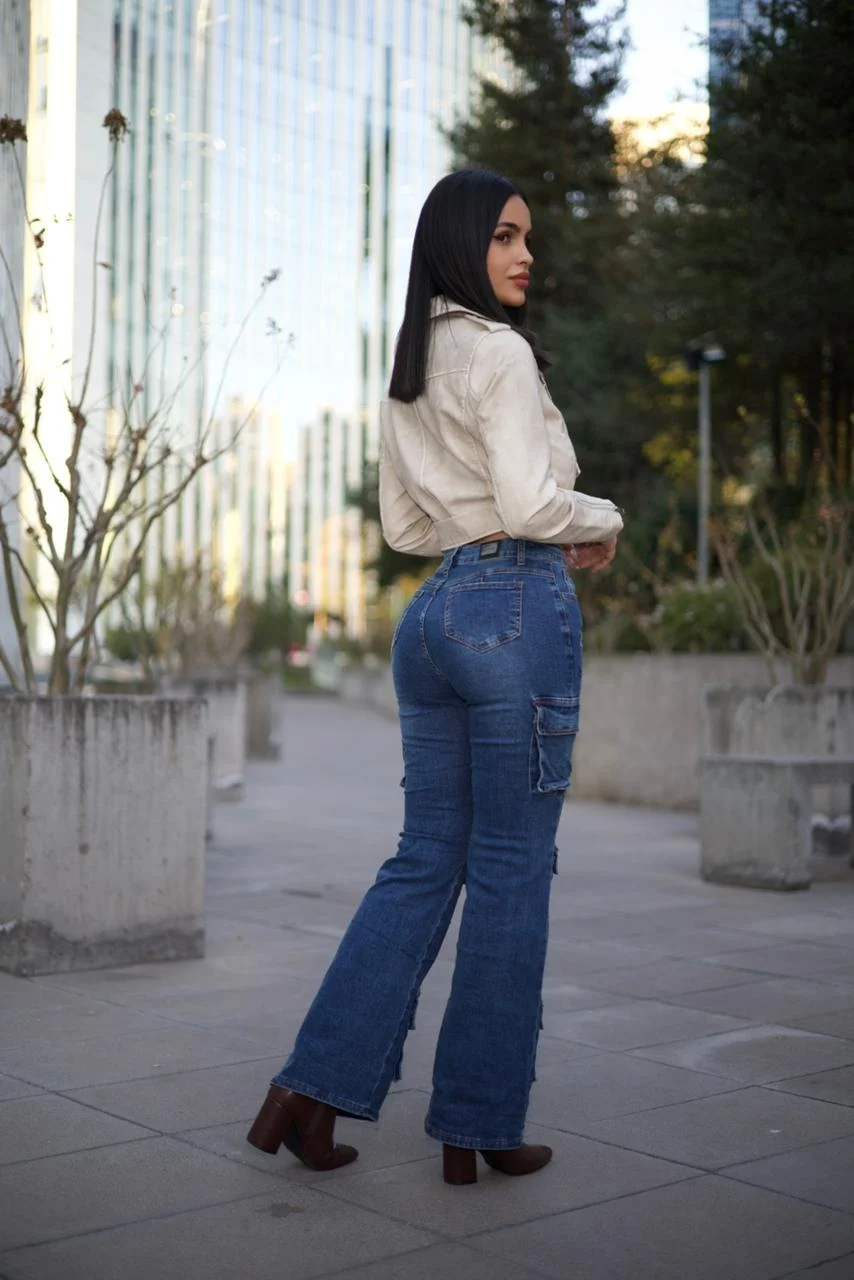 Jeans Cargo Santorini Mujer Blue Oxidado - Vista 3