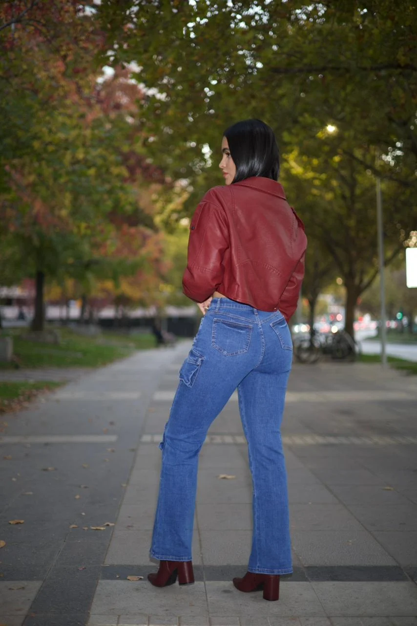 Jeans Cargo Multipocket Roma Mujer Blue Intermedio - Vista 3