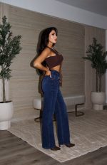 Jeans Cross Waist Straight Leg Blue - Imagen 3