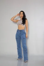 Jeans W Cargo Paris Blue Celeste Intermedio - Imagen 2